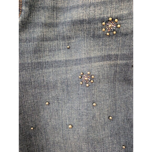 Chico's Dark Blue Denim Gray Beaded Y2K Midrise Ankle Jeans Women's Size 4R - Picture 5 of 12